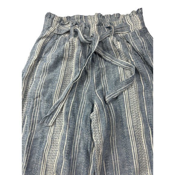 SO brand Blue & White Striped Wide Leg High Rise Linen Pants SIZE S | E1 - Picture 2 of 6